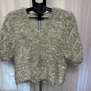 Vintage 90s Side Effects Furry fluffy‎ Green sweater Y2K